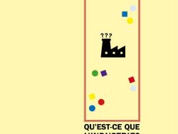Couverture du livre « Qu'est-ce que l'industrie ? » de Pierre Musso. En haut de la page, sur fond jaune, figurent les mentions de collection « MODÉLISATIONS DES IMAGINAIRES » en noir et « INNOVATION ET CRÉATION » en rouge. Un rectangle rouge encadre au centre le nom de l'auteur « PIERRE MUSSO » en haut, le titre « QU'EST-CE QUE L'INDUSTRIE ? » en bas, et une illustration minimaliste au milieu composée du pictogramme noir d'une usine surmonté de trois points d'interrogation, entouré de formes géométriques colorées. Tout en bas, le nom de l'éditeur « ÉDITIONS MANUCIUS » est écrit en capitales espacées.