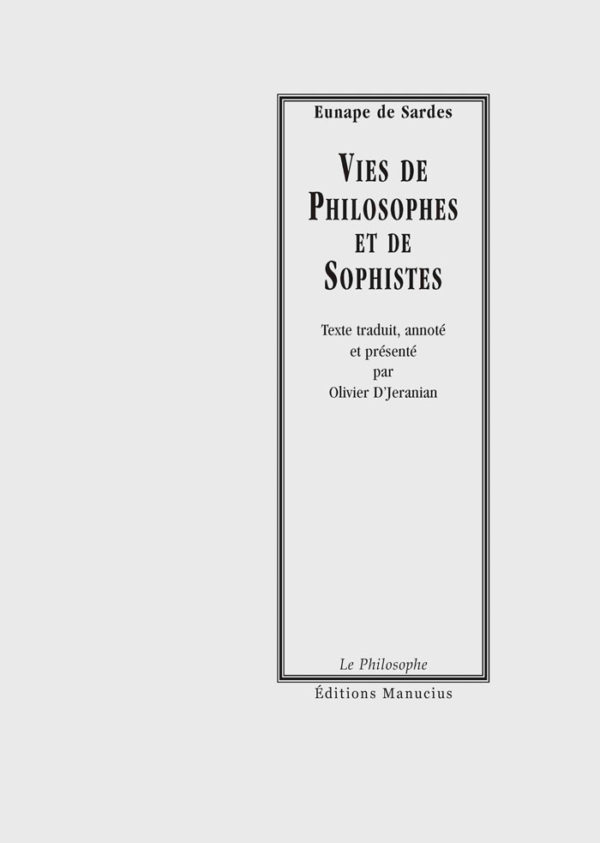 Vies de philosophes et de Sophistes