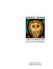 Couverture du livre L'Art du Moyen Âge et les causes de sa décadence d'Ernest Renan, collection Écrits sur l'art, Éditions Manucius. Détail d'un vitrail médiéval représentant un visage stylisé à la longue barbe, sur fond vert.