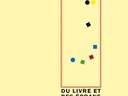 Couverture de livre sur fond jaune clair uni. En haut, une en-tête en caractères sans serif majuscules sur deux lignes indique le nom de la collection : « MODÉLISATIONS DES IMAGINAIRES » en noir, suivi de « INNOVATION ET CRÉATION » en rouge. Sur la partie droite, le nom de l'auteur est inscrit en petites majuscules noires soulignées : « SERGE TISSERON », surmontant un grand cadre vertical à bordure rouge qui contient une série de petits motifs géométriques simples de couleur (cercles et carrés de différentes teintes). Sous le cadre, le titre principal est écrit en grands caractères sans serif majuscules noirs sur deux lignes : « DU LIVRE ET / DES ÉCRANS », suivi du sous-titre en majuscules noires plus petites sur trois lignes : « PLAIDOYER POUR UNE / INDISPENSABLE / COMPLÉMENTARITÉ ». Tout en bas, le nom de l'éditeur est espacé horizontalement sur toute la largeur : « É D I T I O N S M A N U C I U S ».
