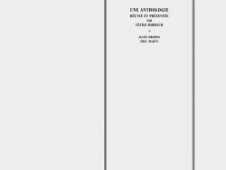 Couverture de livre d'aspect sobre et classique sur fond gris clair uni. Sur la partie droite, un grand cadre vertical à double bordure noire contient l'ensemble du texte. En haut du cadre, centré, se trouve le titre principal écrit en grands caractères serif majuscules noirs sur deux lignes : « LA REVUE / BLANCHE ». En dessous, le sous-titre est écrit en petites majuscules sur quatre lignes : « UNE ANTHOLOGIE / RÉUNIE ET PRÉSENTÉE / PAR / CÉCILE BARRAUD », séparé de la suite par un astérisque central : « * ». En dessous figure la mention : « AVANT-PROPOS / ÉRIC MARTY ». En bas, à l'intérieur du cadre, le nom de la collection est écrit en petites majuscules : « LITTÉRA ». En bas à droite, à l'extérieur du cadre, figure le nom de l'éditeur : « Éditions Manucius ».