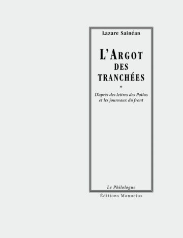 L'argot des tranchées