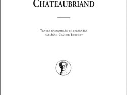 Couverture de livre dépouillée sur fond blanc uni. En haut, le titre principal est inscrit en grands caractères serif majuscules sur trois lignes : « LE VOYAGE EN ORIENT » en rouge, suivi de « DE / CHATEAUBRIAND » en noir. En dessous d'un court filet horizontal noir, la mention d'édition figure en petites majuscules noires sur deux lignes : « TEXTES RASSEMBLÉS ET PRÉSENTÉS / PAR JEAN-CLAUDE BERCHET ». Au centre, un petit médaillon circulaire noir contient le portrait en buste gravé de Chateaubriand. Tout en bas, le nom de l'éditeur est inscrit en caractères serif rouges : « Éditions Manucius ».