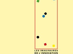 Couverture de livre d'aspect graphique sur fond jaune pâle uni. En haut, le nom de la collection est écrit en majuscules espacées sur deux lignes : « MODÉLISATIONS DES IMAGINAIRES » en noir et « INNOVATION ET CRÉATION » en rouge. Sur la partie droite, un cadre vertical composé de deux liserés rouges contient plusieurs formes géométriques de couleurs primaires et secondaires (carrés vert, bleu, noir, rouge et cercles bleu, noir, jaune) disposées de manière abstraite. Au-dessus du cadre, souligné d'un liseré rouge, le nom de l'auteur est écrit en caractères sans serif majuscules noirs : « ALAIN GRAS ». En dessous du cadre, le titre principal est écrit en majuscules gras noirs sur trois lignes : « LES IMAGINAIRES / DE L’INNOVATION / TECHNIQUE ». Tout en bas de la page, le nom de l'éditeur est disposé en majuscules très espacées : « É D I T I O N S M A N U C I U S ».