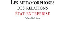 Couverture de livre dépouillée sur fond blanc uni. En haut, centré, la mention de l'auteur est inscrite en caractères serif noirs sur deux lignes : « Collectif sous la direction / de Pierre Musso ». Au centre, le titre principal est écrit en grands caractères serif majuscules sur trois lignes : « LES MÉTAMORPHOSES / DES RELATIONS » en noir, suivi de « ÉTAT-ENTREPRISE » en rouge. Juste en dessous, la mention de préface figure en italique noir : « Préface d'Alain Supiot ». Dans la partie inférieure, un petit logo rectangulaire illustré précède la mention d'édition sur trois lignes séparées par deux fins filets horizontaux : « ÉDITIONS MANUCIUS » en caractères serif rouges, puis « INSTITUT D’ÉTUDES AVANCÉES DE NANTES » en petites majuscules noires en italique.