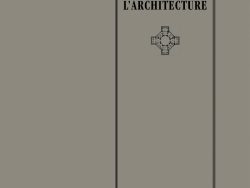 Couverture de livre d'aspect épuré sur fond gris uni. Sur la partie droite, un grand cadre vertical à double bordure noire contient la majorité du texte. En haut du cadre, centré, se trouve le nom de l'auteur en caractères serif : « Didier Laroque ». Le titre principal est inscrit en grands caractères serif majuscules noirs sur trois lignes : « RÉFLEXIONS / SUR / L’ARCHITECTURE », suivi d'un motif architectural schématique représentant un plan centré en forme de croix. En bas, à l'intérieur du cadre, le nom de la collection est écrit en petites majuscules : « ÉCRITS SUR L’ART ». Tout en bas, à l'extérieur du cadre, figure le nom de l'éditeur en caractères serif : « Éditions Manucius ».